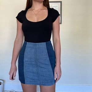 Free People Two Toned Denim Mini Skirt